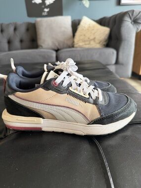 Puma Navy, Cream & Pink Retro Low-Top Sneakers